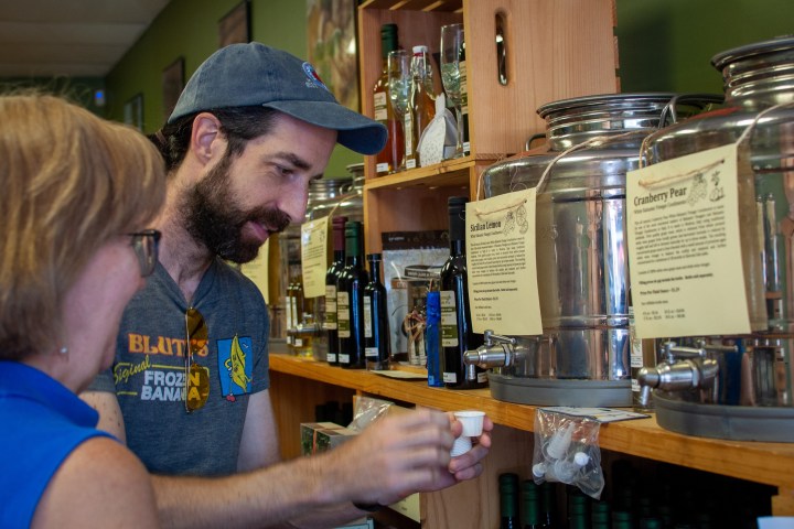 a man preparing food in a kitchen