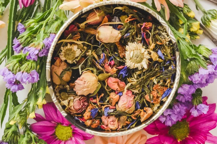 a vase of flowers on a table